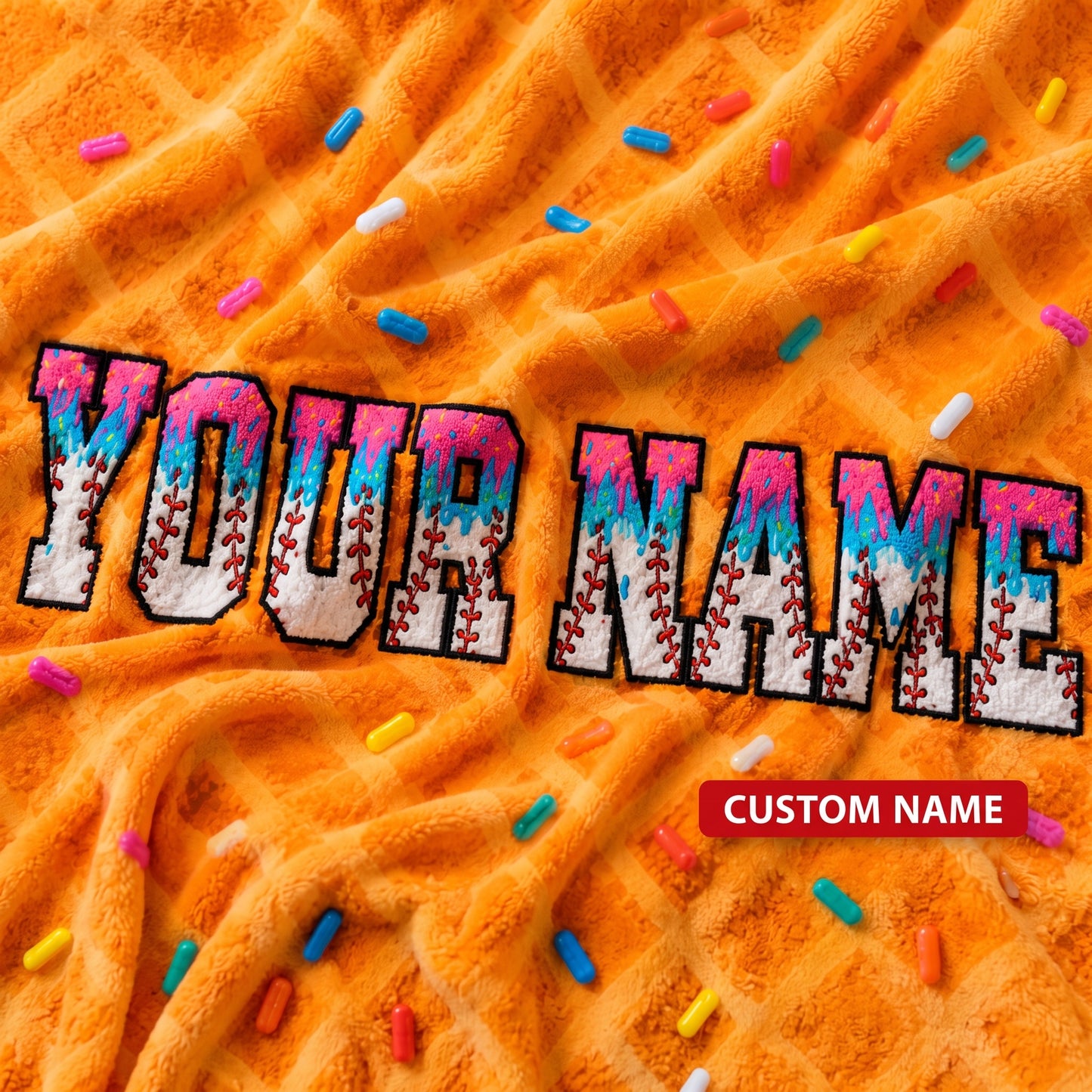 Personalized Ice Cream Baseball Blanket | Custom Name & Number