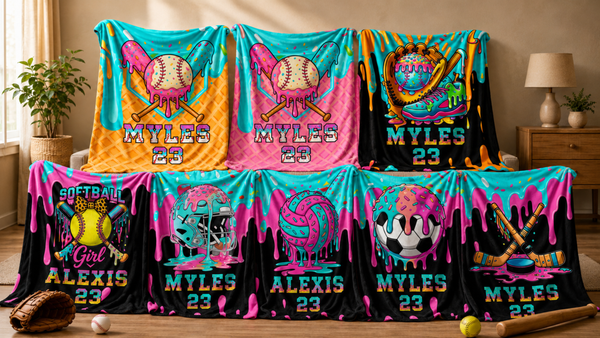 Personalized Ice Cream Baseball Blanket | Custom Name & Number