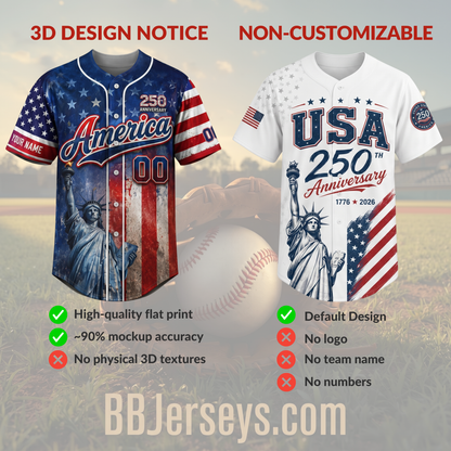 Patriotic America 250th Anniversary Baseball Jersey – 1776-2026 Edition