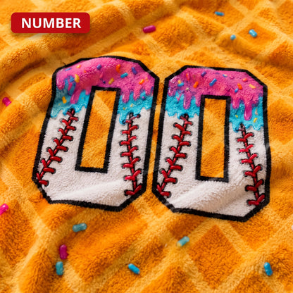 Personalized Ice Cream Baseball Blanket | Custom Name & Number