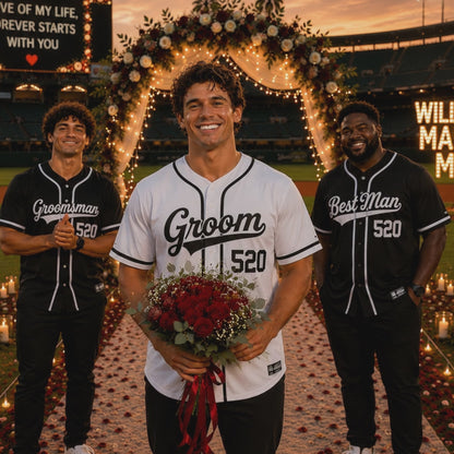 Custom Groom & Groomsmen Baseball Jersey | Personalized Bachelor Party Jerseys
