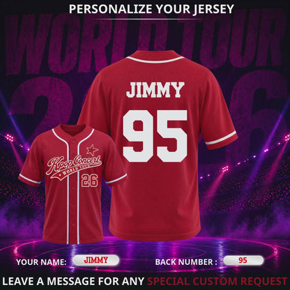 Custom Korean Music World Tour 2026 Baseball Jersey