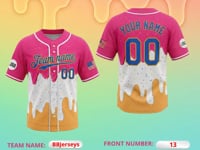 Personalized Ice Cream Drip Baseball Jersey | Custom Name & Number