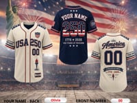 Patriotic America 250th Anniversary Baseball Jersey – 1776-2026 Edition
