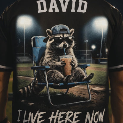 NEW ARRIVALS !!! Funny Raccoon Ballfield Dark Meme Custom Baseball Jersey
