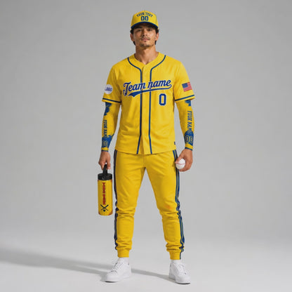 Custom Yellow Banana Baseball Jersey | Personalized Yellow and Blue Team Uniform