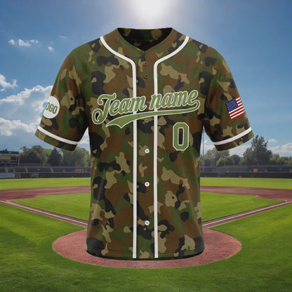 Custom Camouflage Baseball Jersey | Personalized Name & Number