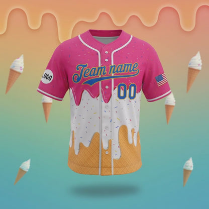 Personalized Ice Cream Drip Baseball Jersey