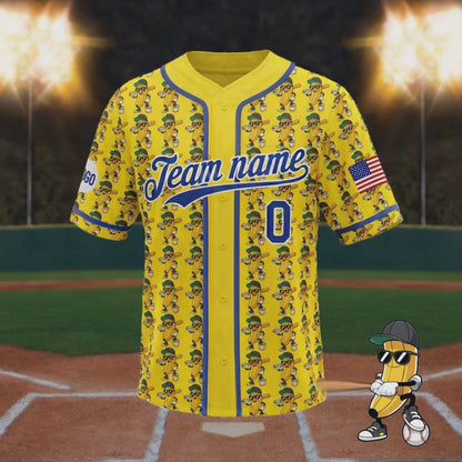 Personalized Yellow Banana Character Baseball Jersey