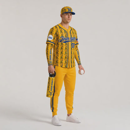 Personalized Yellow Banana Character Baseball Jersey