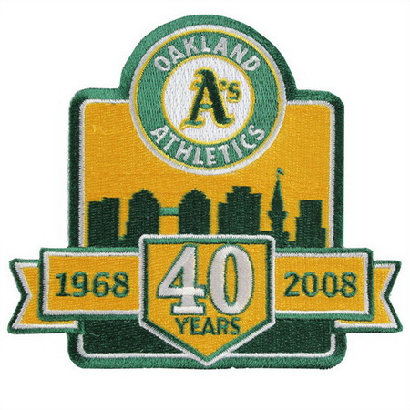 Men 2008 Oakland As Athletics 40th Anniversary Patch Biaog